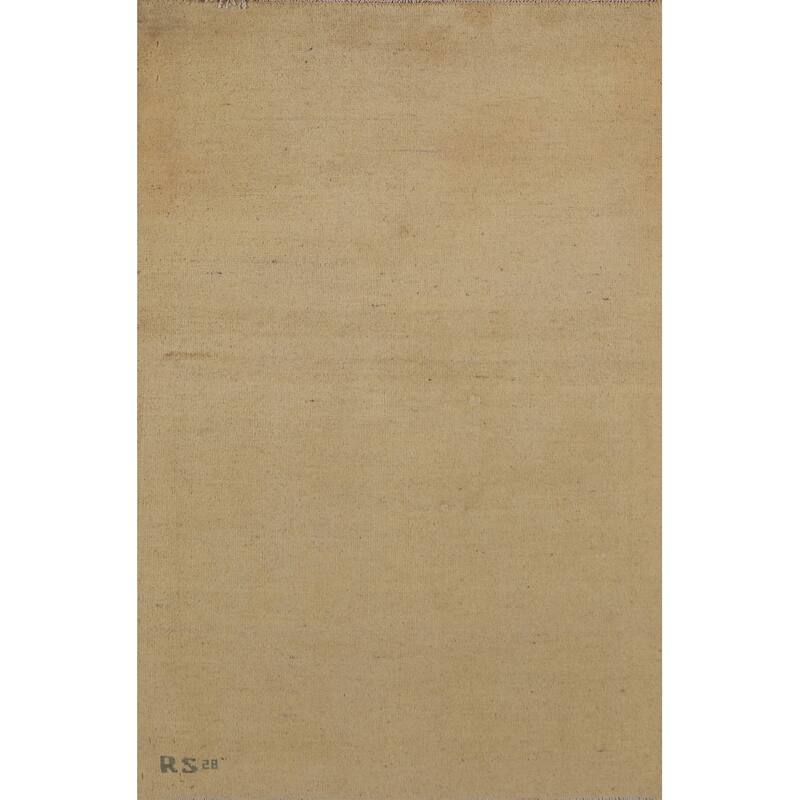 Solid Gabbeh Oriental Foyer Rug Handmade Wool Carpet - 3'3"x 4'11"