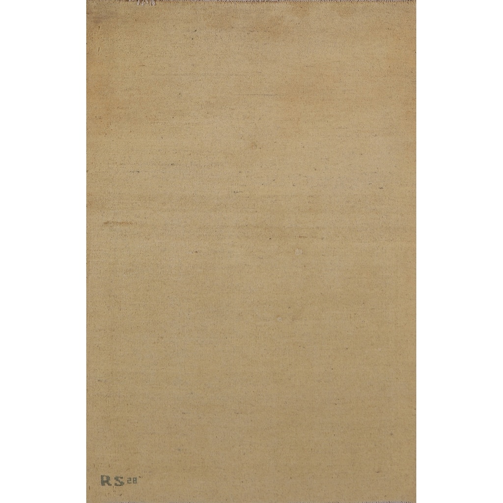 Solid Gabbeh Oriental Foyer Rug Handmade Wool Carpet - 3'3"x 4'11"