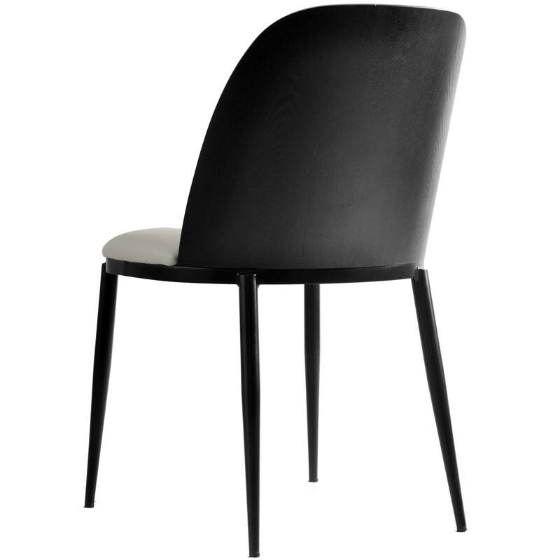 Dining Chair with Upholstered Seat and Back Side Chair with MDF Wood Frame in Black Steel