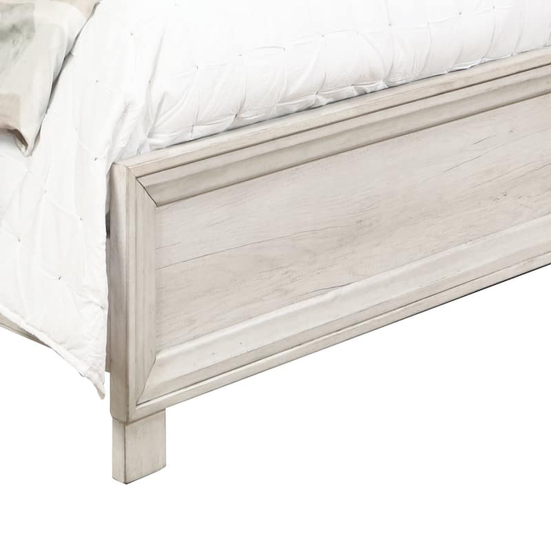 Queen-size Transitional Farmhouse Whitewash Wood Panel Bed