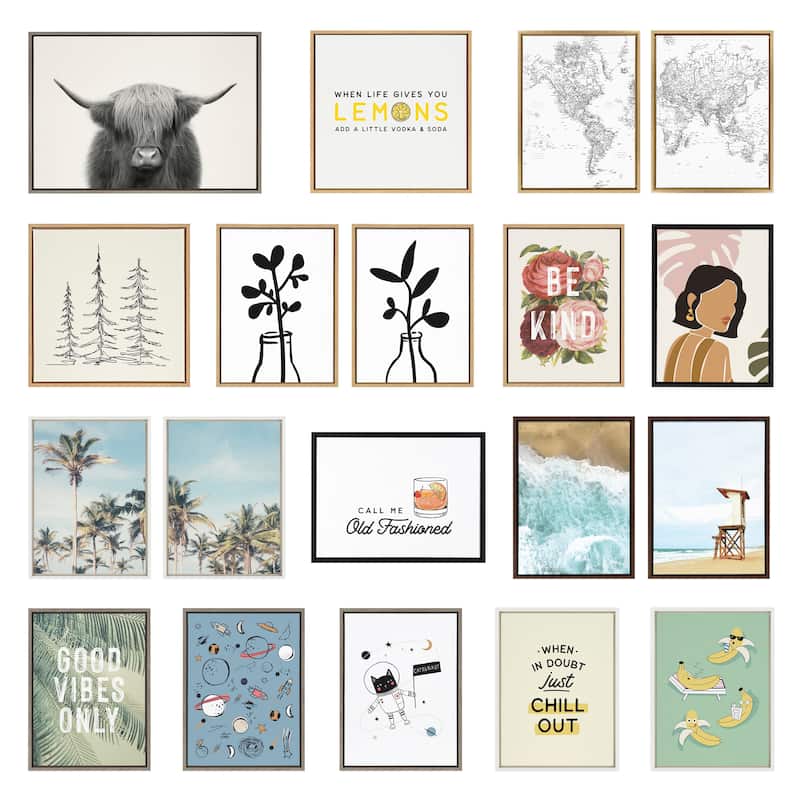 Kate and Laurel Sylvie Fog Framed Canvas by The Creative Bunch Studio