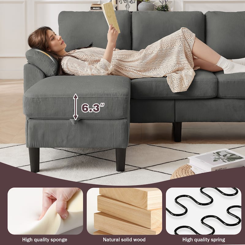 3-Piece Living Room Sectional Sofa Set with Loveseat and Ottoman