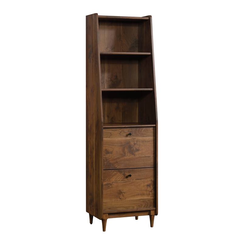 Engineered Wood Mid-Century Modern Narrow Bookcase, Brown - 19.69"W x 15.59"D x 70.39"H