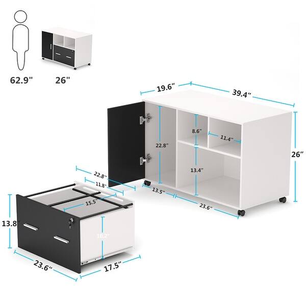 Shop Mobile File Cabinet With Lock And Drawer Lateral Filing Cabinet With Wheels Overstock 30148631