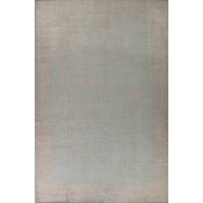 Hand Knotted Oriental 100% Wool Carpet Transitional Abstract Navy Blue & Blues Oushak Area Rug - 13' 9'' X 9' 11''