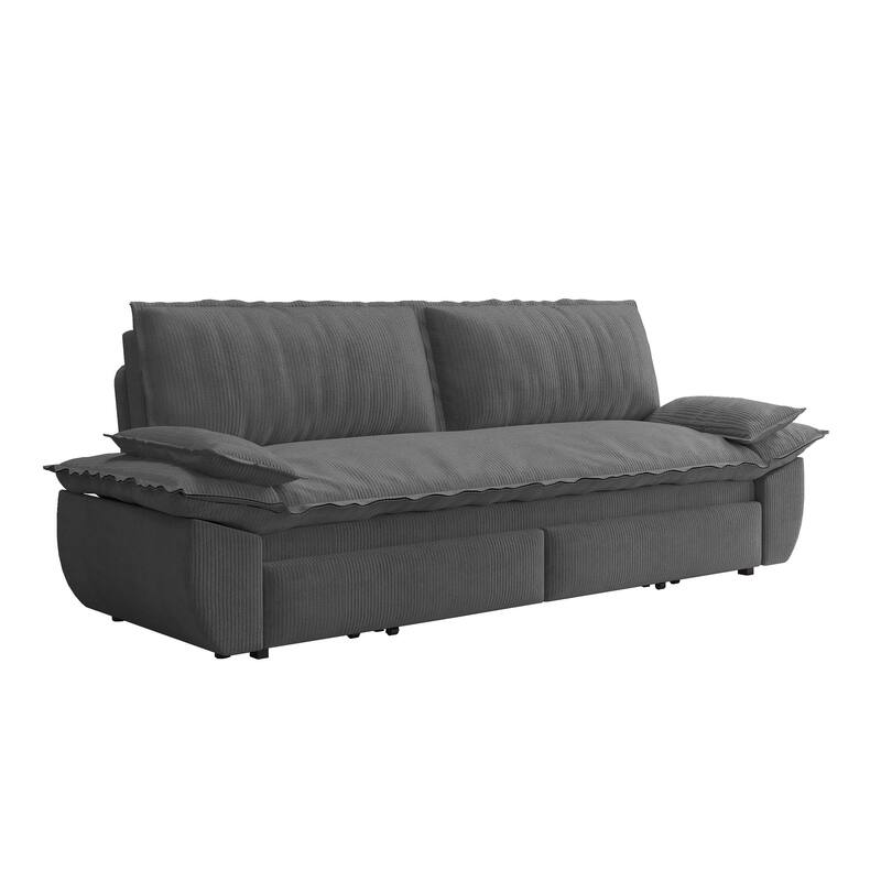 3 in 1 Pull Out Couch, 73.2" Corduroy Sofa Bed, Convertible Loveseat Sleeper Sofa for Living Room, Upholstered Couch Bed