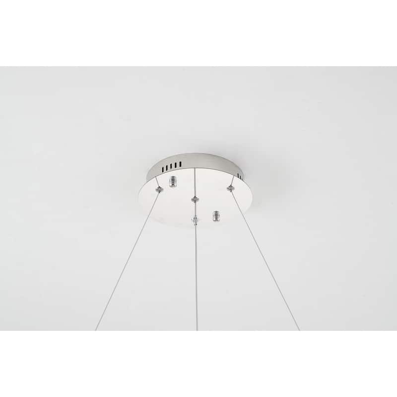 1-Light Chrome Stainless Steel LED Chandelier With Confetti Interior