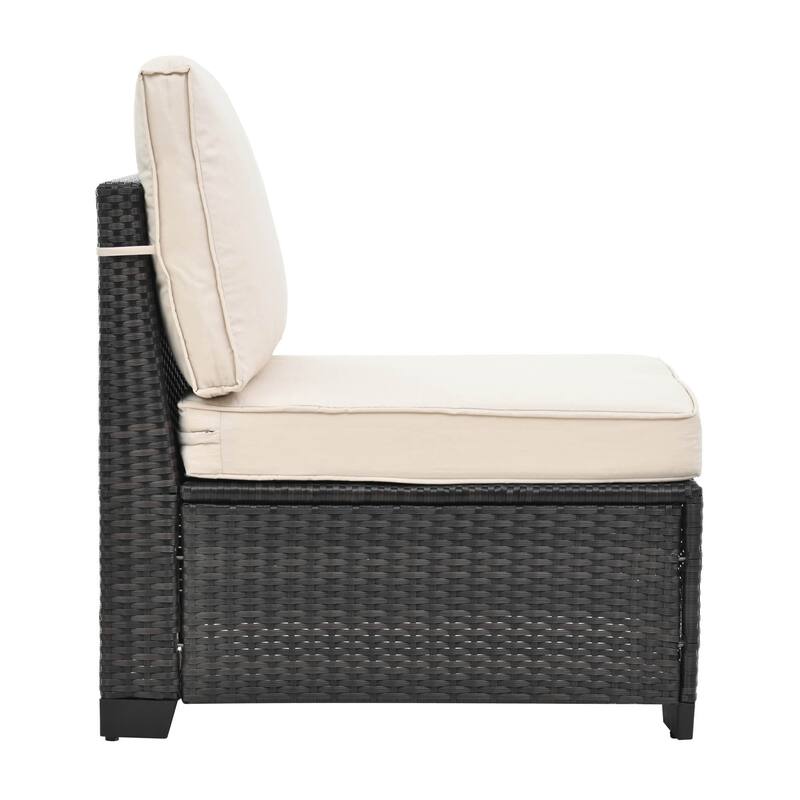 10 Piece PE Rattan Patio Furniture Set Outdoor Patio Furniture Set With Cushions & Tempered Glass Coffee Table