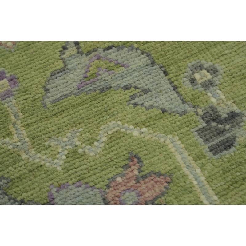 Vegetable Dye Oushak Turkish Area Rug, Medallion Geometric Carpet - 9' 10'' X 8' 2''