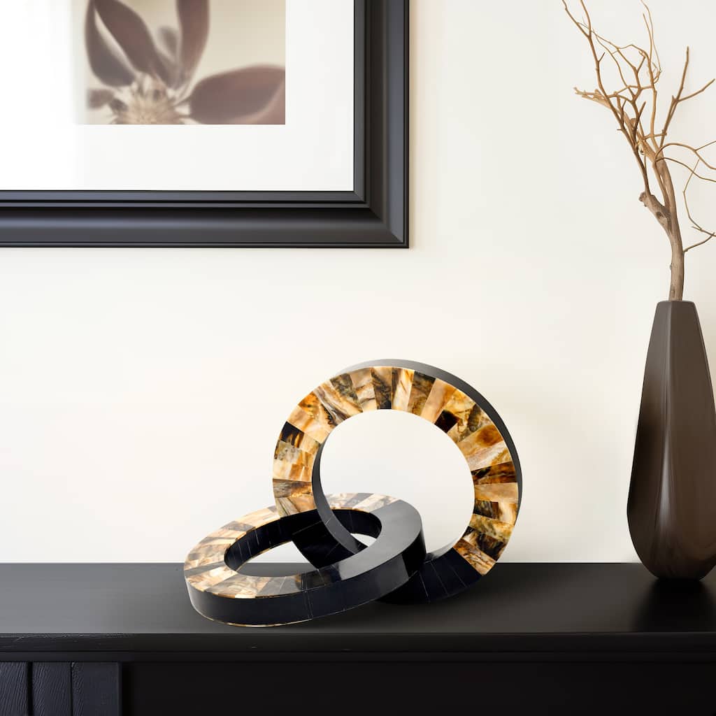 Sagebrook Home 12-inch Koresh Resin Link Decorative Object in Multi Colored MDF and Resin - 20" x 12" x 2"