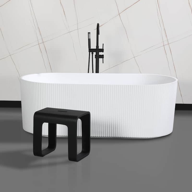 ALFI brand ABST99BM Black Matte Solid Surface Resin Bathroom / Shower Stool