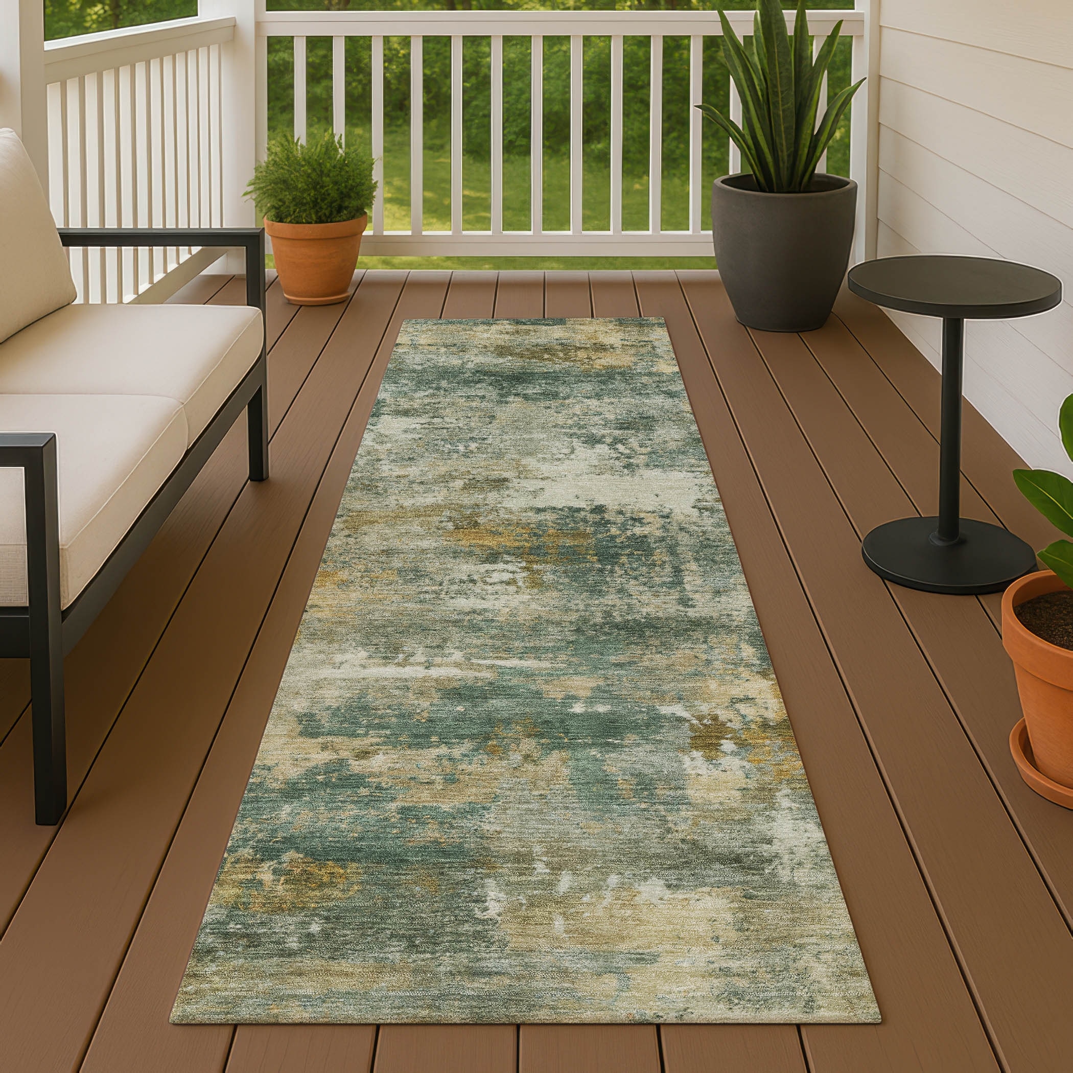 Machine Washable Indoor/ Outdoor Modern Blend Chantille Rug