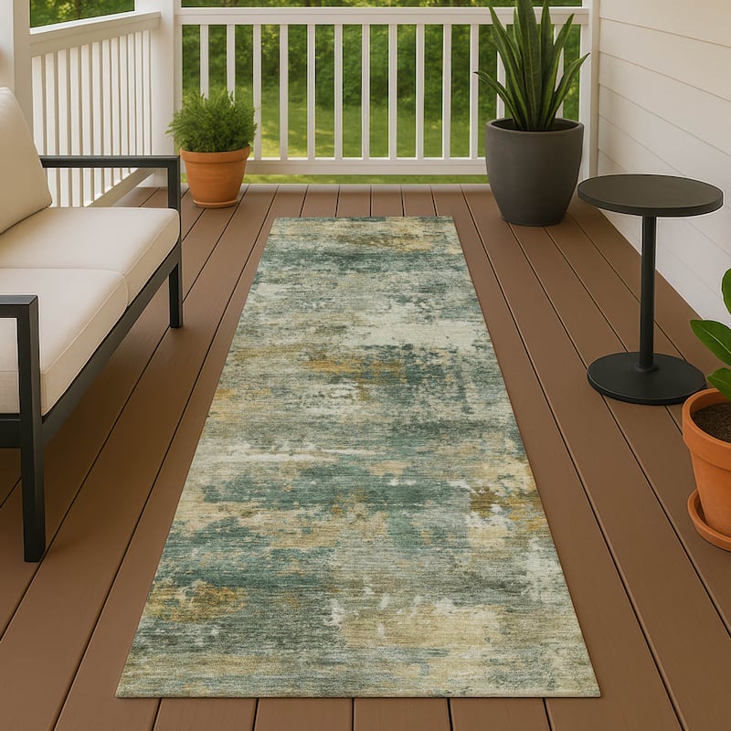 Machine Washable Indoor/ Outdoor Modern Blend Chantille Rug - Fern - 2'3" x 7'6"