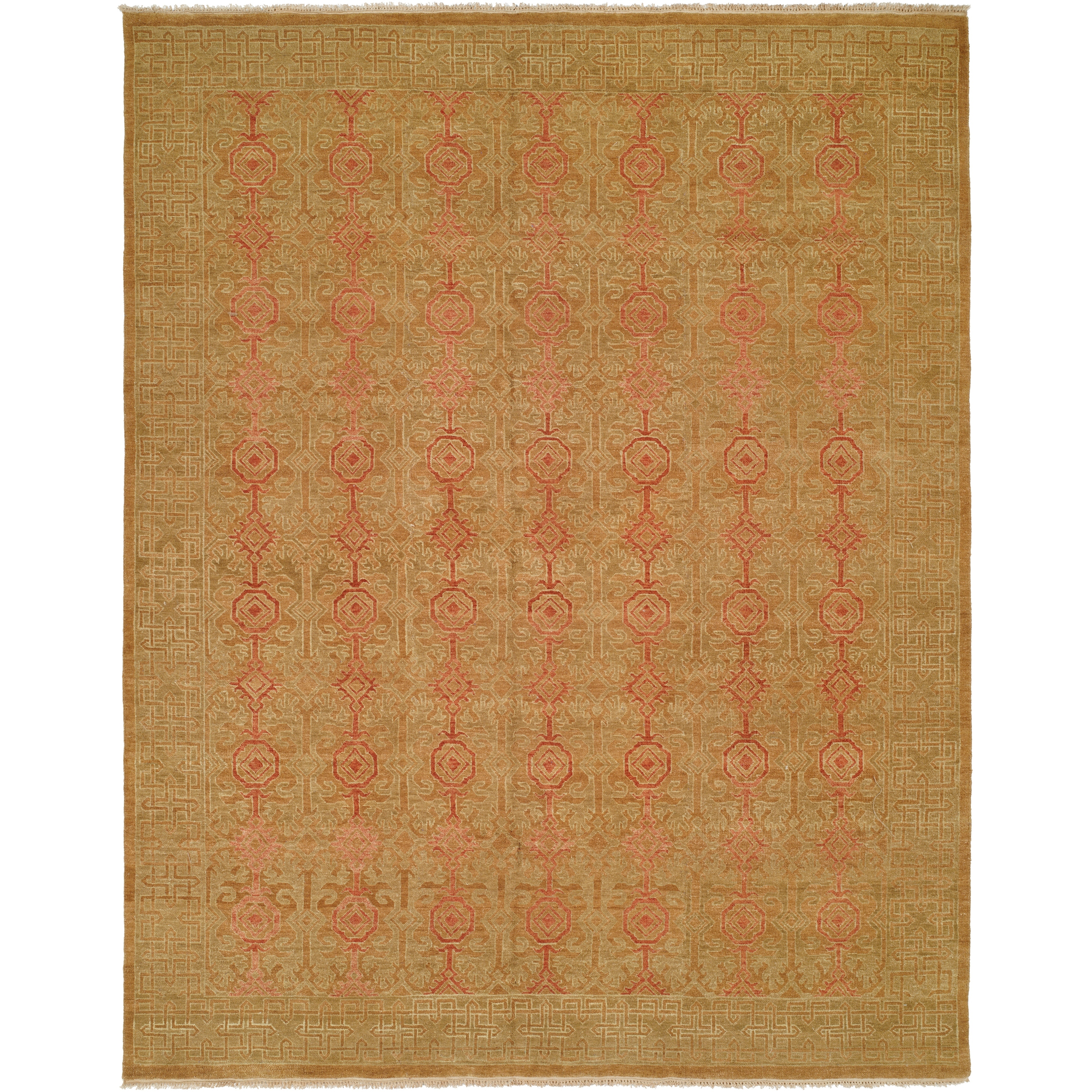Traditional Brown Hand-Knotted Wool Area Rug