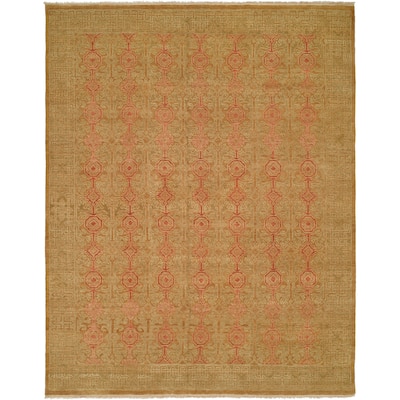 Traditional Brown Hand-Knotted Wool Area Rug