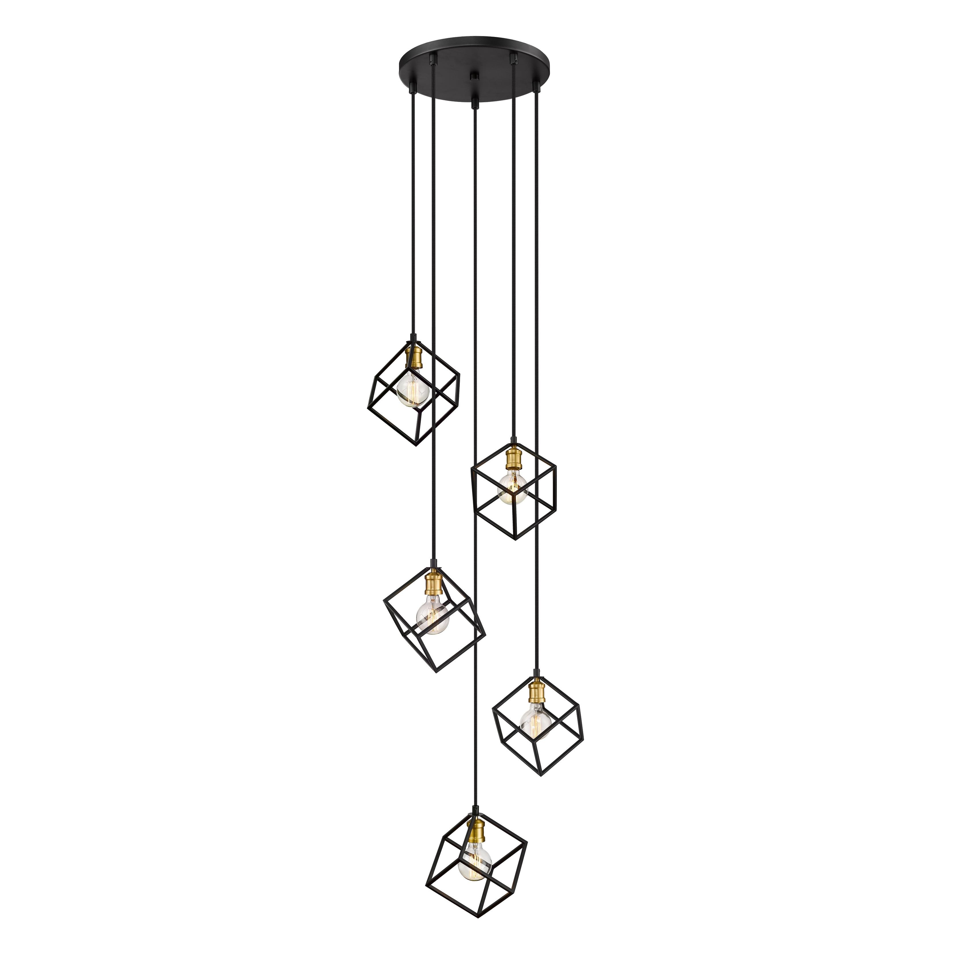 Vertical 5 Light 20.5 inch Bronze + Olde Brass Chandelier