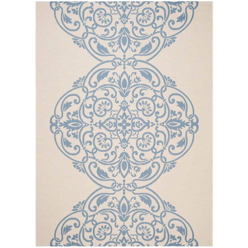 Martha Stewart by SAFAVIEH Topiary Signet Indoor/ Outdoor Waterproof Rug - 8' x 11'2" - Azurite