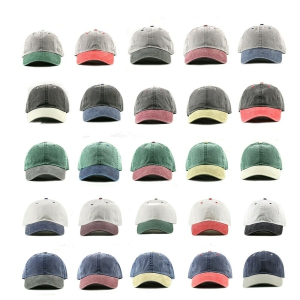 Newhattan Cotton Pigment Dyed Baseball Caps With Adjustable Strap On Sale Overstock