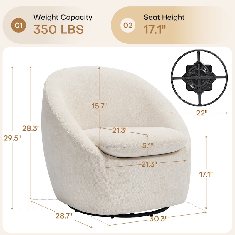 360° Swivel Chenille Upholstered Barrel Accent Chair Armchair - 30.3"W x 28.7"D x 29.5"H