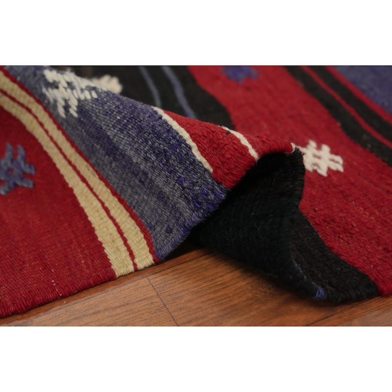 Hand Woven Oriental 100% Wool Carpet Southwestern Tribal Multi-Colored Kilim Area Rug - 7' 3'' X 5' 0''