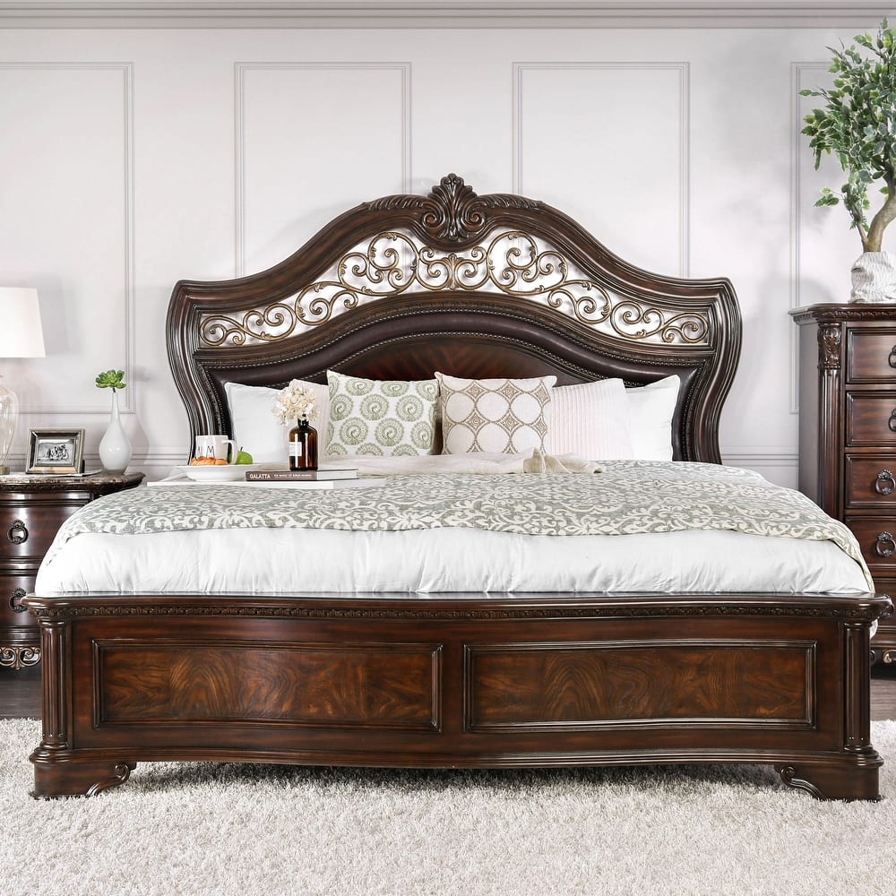 Wooden Bed in Brown Cherry