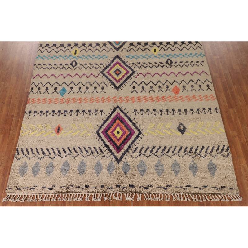 Tribal Moroccan Oriental Area Rug Handmade Wool Carpet - 9'0" x 12'4"