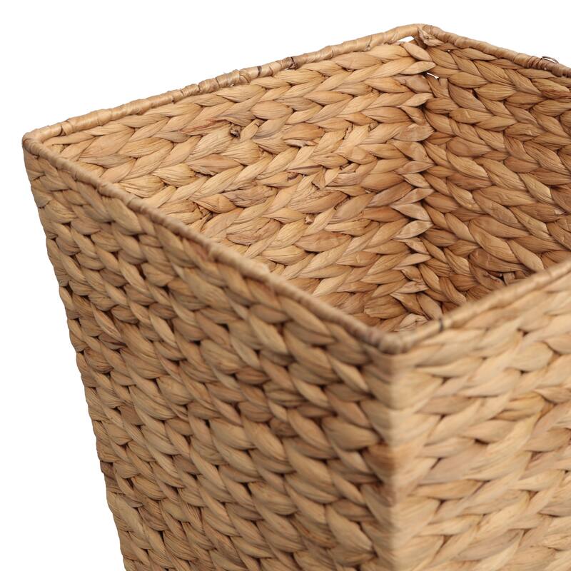 Theo Farmhouse Handwoven Water Hyacinth 4.8-Gallon Tapered Square Wicker Watebasket (Set of 2)