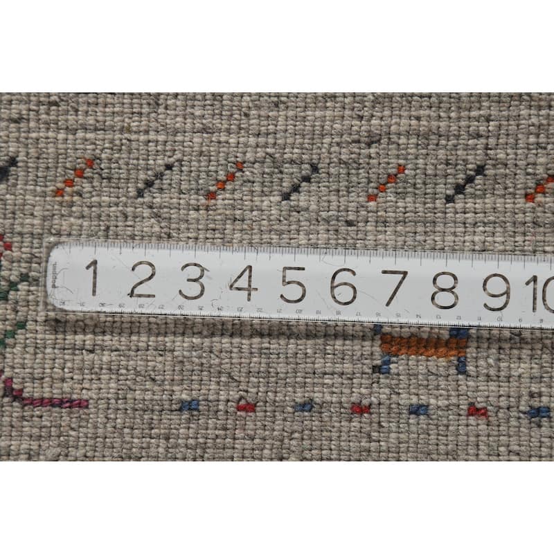 Hand Knotted Oriental 100% Wool Carpet Tribal Animal Pictorial Greys & Charcoal Gabbeh Area Rug - 5' 11'' X 3' 11''