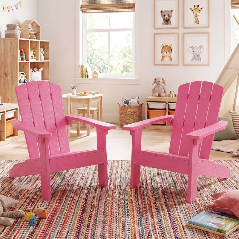 Gymax 2PCS Kid's Adirondack Chair All-Weather HDPE Toddler Lawn Chair