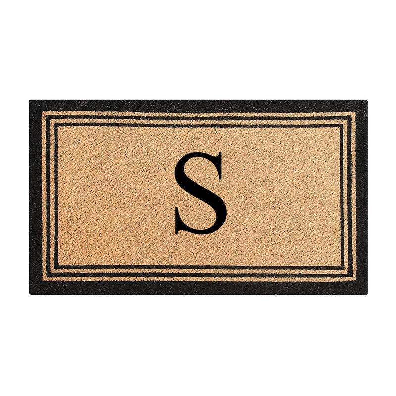 A1HC Natural Coir Monogrammed Heavy Duty PVC Backing Doormat - 18" X 30" - Monogrammed S