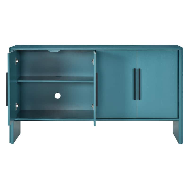 Minimalist Coffee Bar Cabinet Dresser with Adjustable Shelves, Blue Linear Handles Storage Closet Pantry Cabinet
