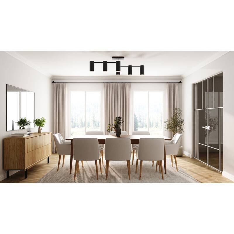 Foreland 6-Light Matte Black Semi-Flush Mount