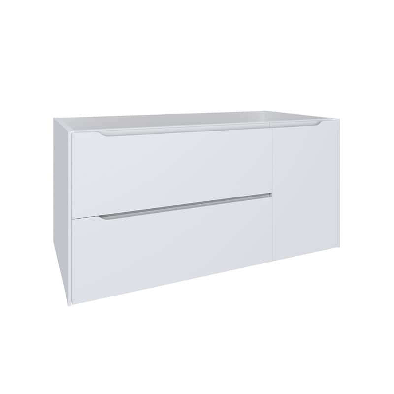 HomeRoots 40" White Wood Floating Bathroom Vanity With White Sink And Two Drawers - 40.00 in. x 18.00 in. x 19.00 in.