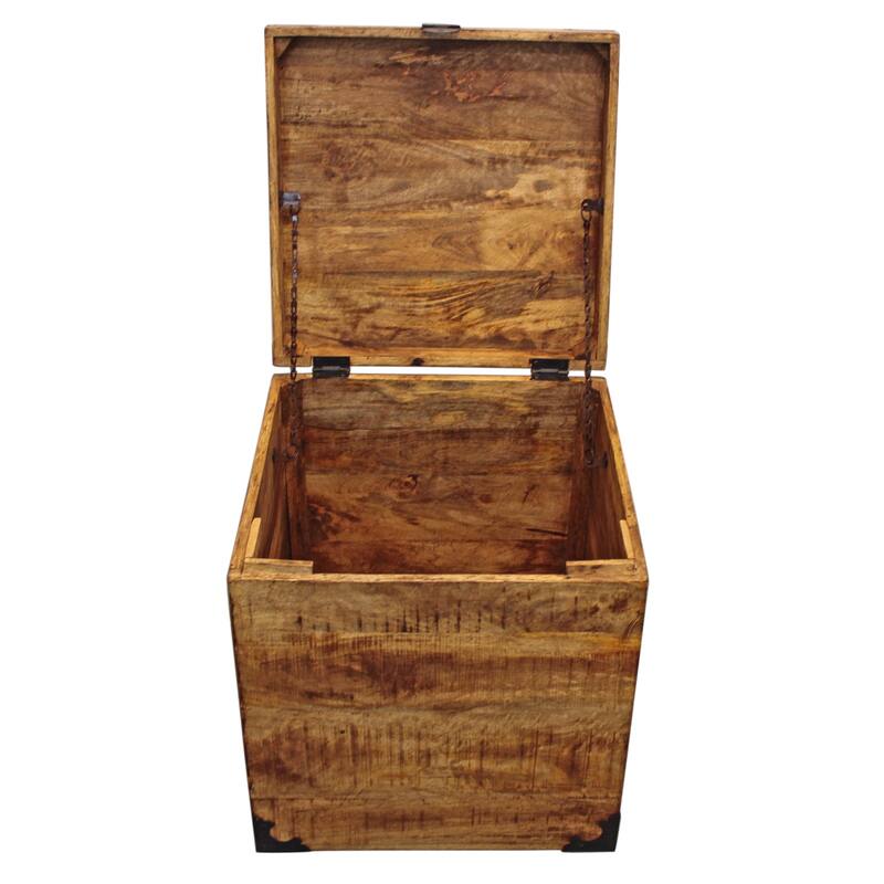 HomeRoots 20" Natural Brown Solid Wood Square End Table - 18.00 in. x 20.00 in. x 18.00 in.