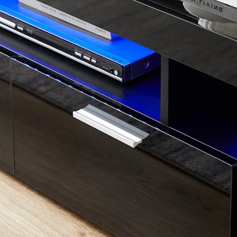 Modern TV Stand with 16-Color LED Lights, Remote Control, Strong Cabinet Support, Fits 65-Inch TVs