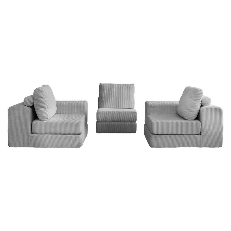 Modular Sectional 3-Seater Cloud Sofa,Corduroy Convertible Sofa Bed