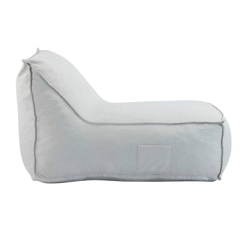 Roomfitters Perry Outdoor Bean Bag Lounge Chair with Water Repellent Fabric, Half Length Design, Light Grey