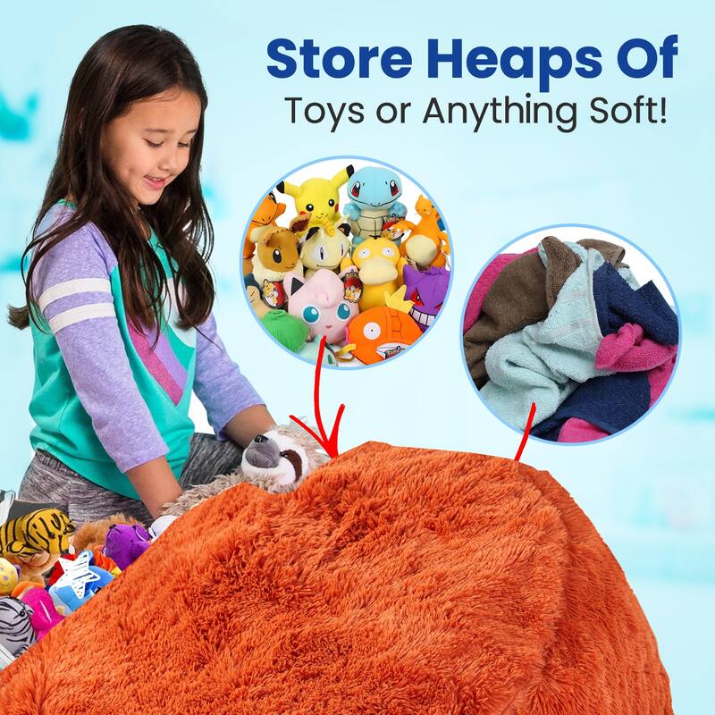 Cheer Collection Shaggy Bean Bag and Stuffed Animal Storage Case