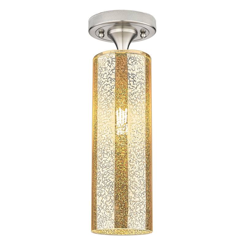 Innovations Lighting 434-1F-G434-12ME Crown Point 15" Tall Semi-Flush - Satin Nickel