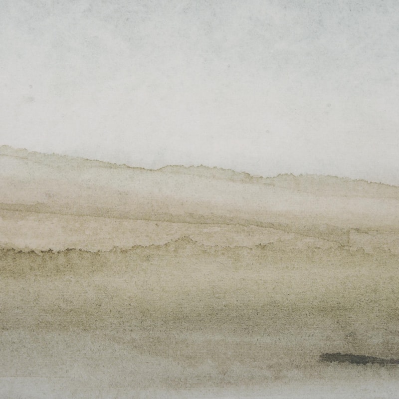 Rolling Fields II Hand Embellished Brown Framed Watercolor Art Print on Paper Mounted with Backing