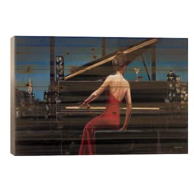 Lady in Red Print On Wood by Marco Fabiano - Multi-Color