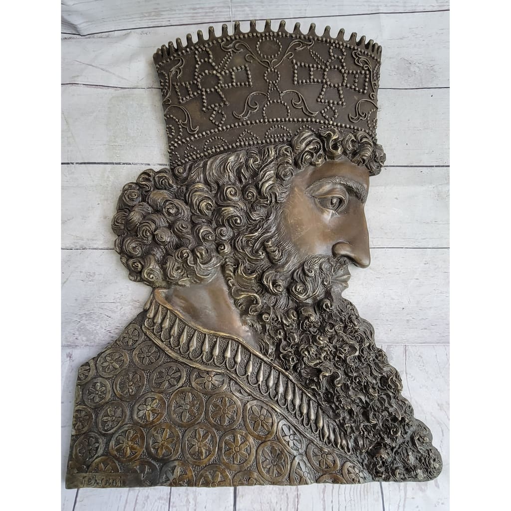Achaemenid Persian King Cyrus The Great Wall Mounted Hanging Bronze Metal Sculpture