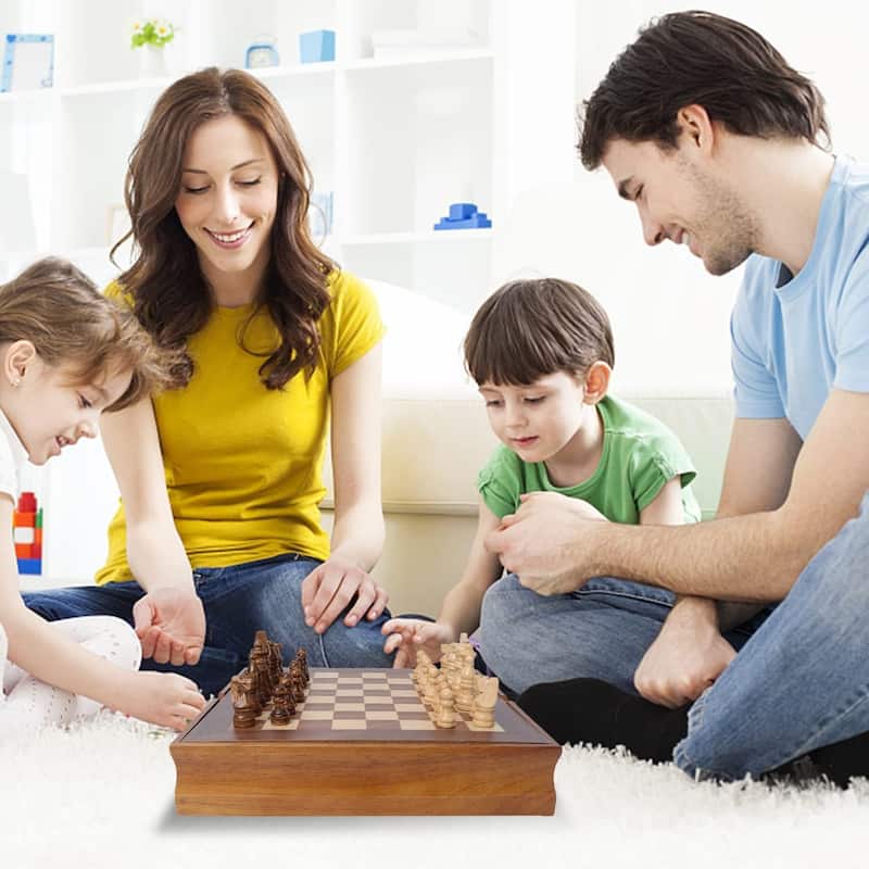 GSE™ 7-in-1 Chess/Checkers/Backgammon/Dominoes/Cribbage Board/Playing Card/Poker Dice Board Game Combo Set
