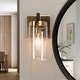 preview thumbnail 1 of 8, Yilia Modern Black Gold 1-Light Seeded Glass Wall Sconce Bathroom Vanity Lights