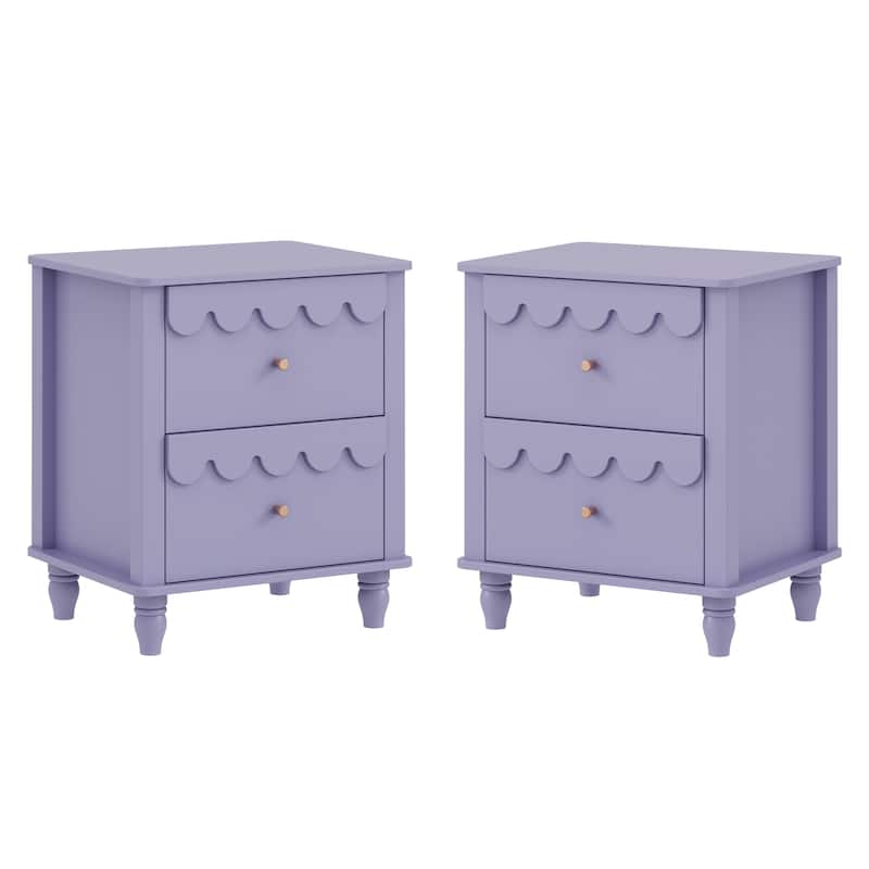 2 Drawers Nightstand Curved Design Cloud Bedside Table