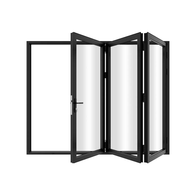 KaMic 96" x 80" 3-Panel Aluminum Patio Folding Door Left to Right-Outswing - Black