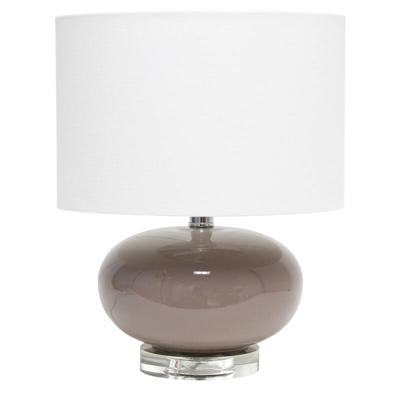 15.25 in. Gray Finish Table Lamp with White Shade, Sturdy Table Lamp for Living Rooms and Bedrooms