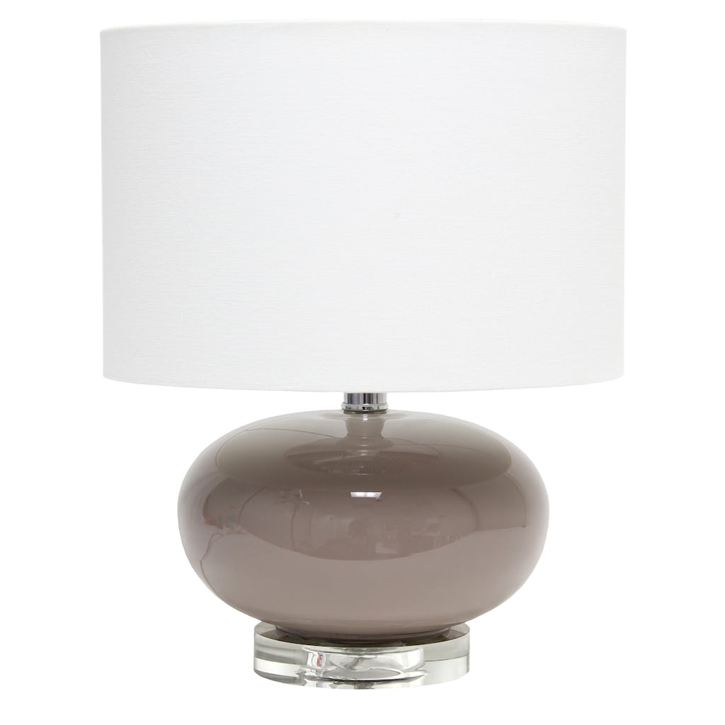 15.25 in. Gray Finish Table Lamp with White Shade, Sturdy Table Lamp for Living Rooms and Bedrooms