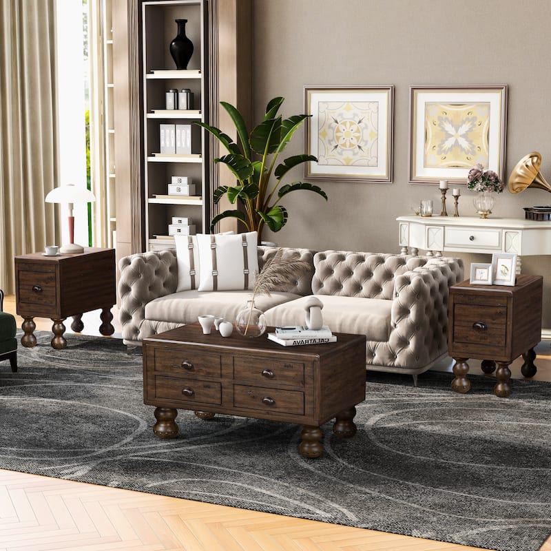 Solid Wood Rectangle Coffee Table for Living Room
