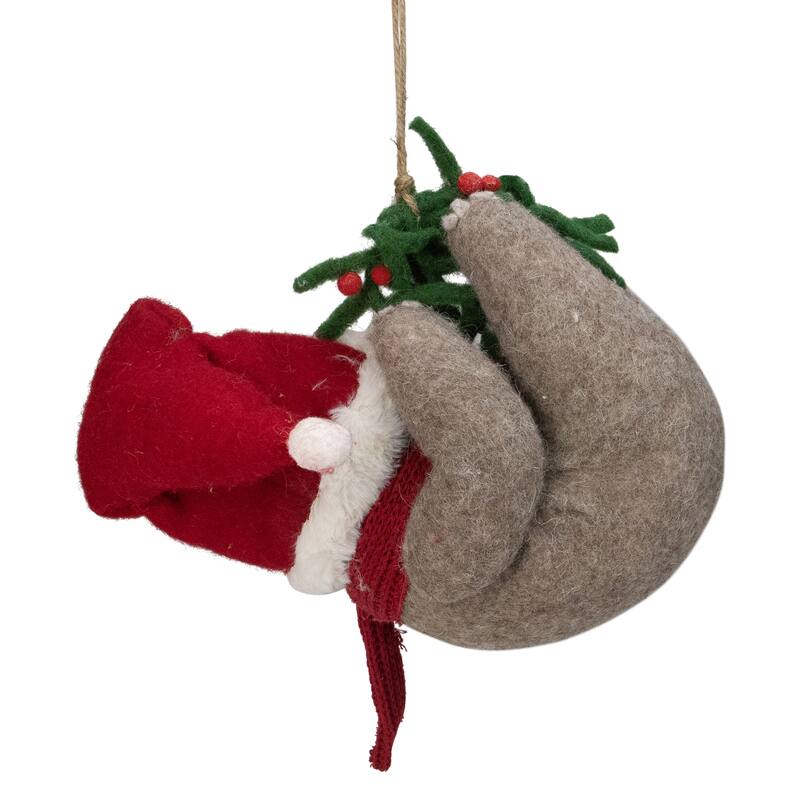 12.75" Brown and Red Sloth Hanging Christmas Ornament